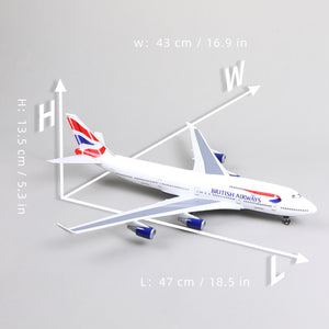 1/160 Boeing 747 British Airways 17 inchs Large Model Diecast Airplane Model Kits with Stand Airlines Model Plane Display Collectible for Aviation Enthusiast Gift