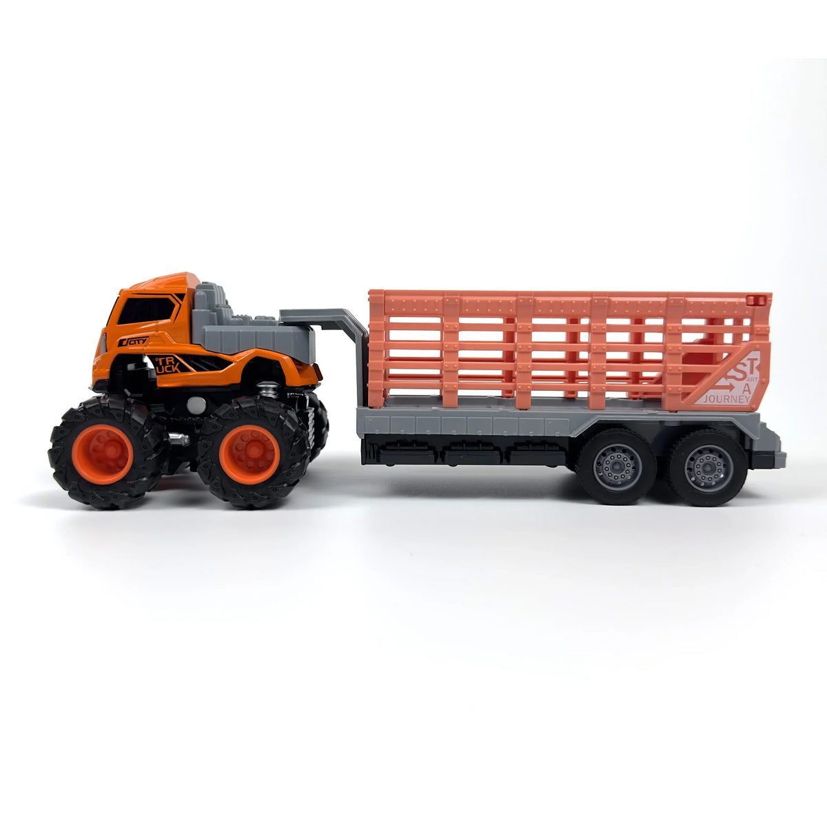 RISOPEN 1:43 die-cast orange and grey dump truck model kit with large monster wheels