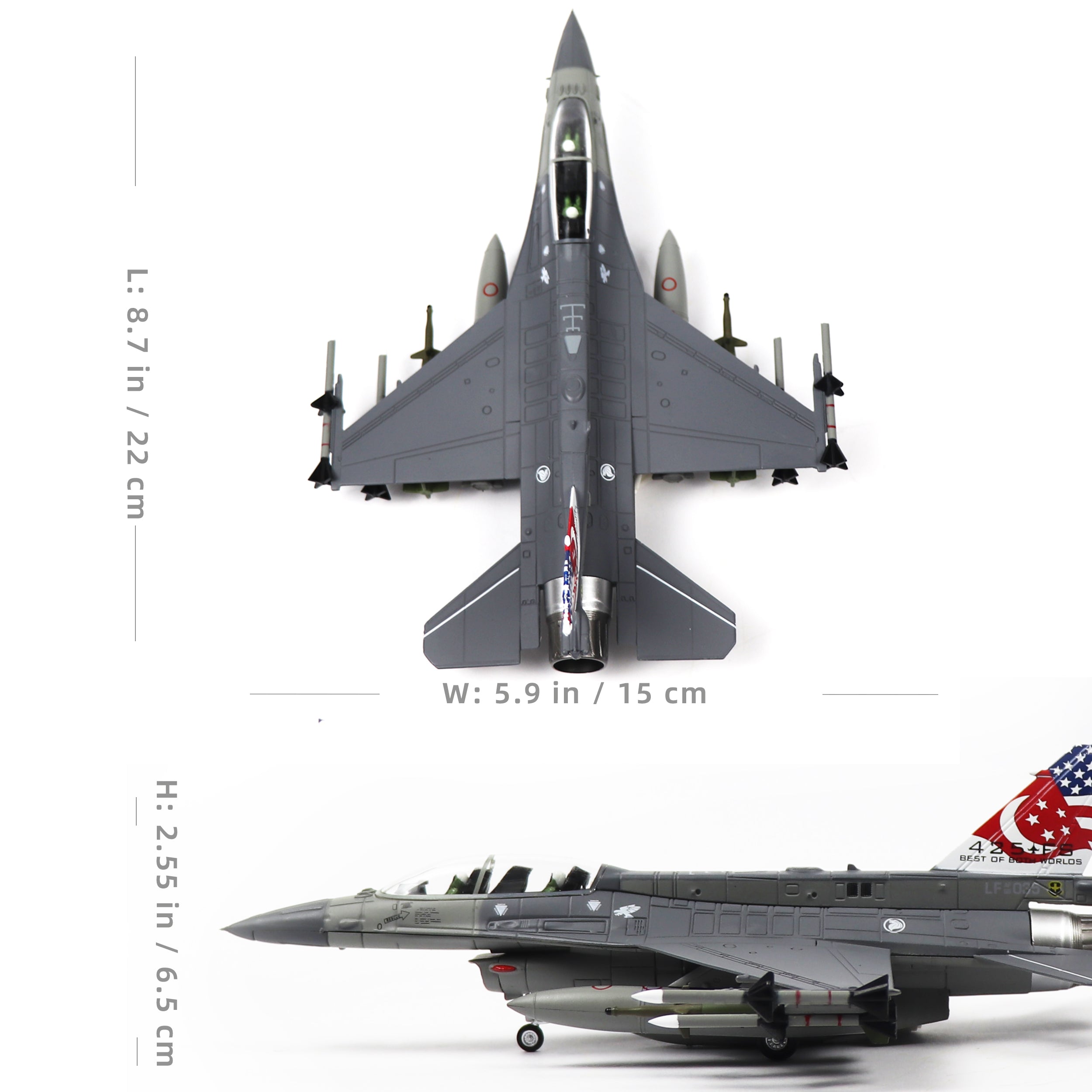 1/72 F-16D Fighting Falcon Diecast Metal Model - Singapore Air Force Two-Seat Fighter Jet with Stand by NUOTIE