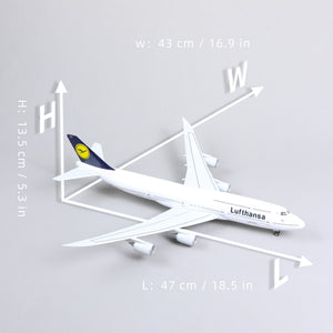 1/160 Boeing 747 Lufthansa 17 inchs Large Model Diecast Airplane Model Kits with Stand Airlines Model Plane Display Collectible for Aviation Enthusiast Gift