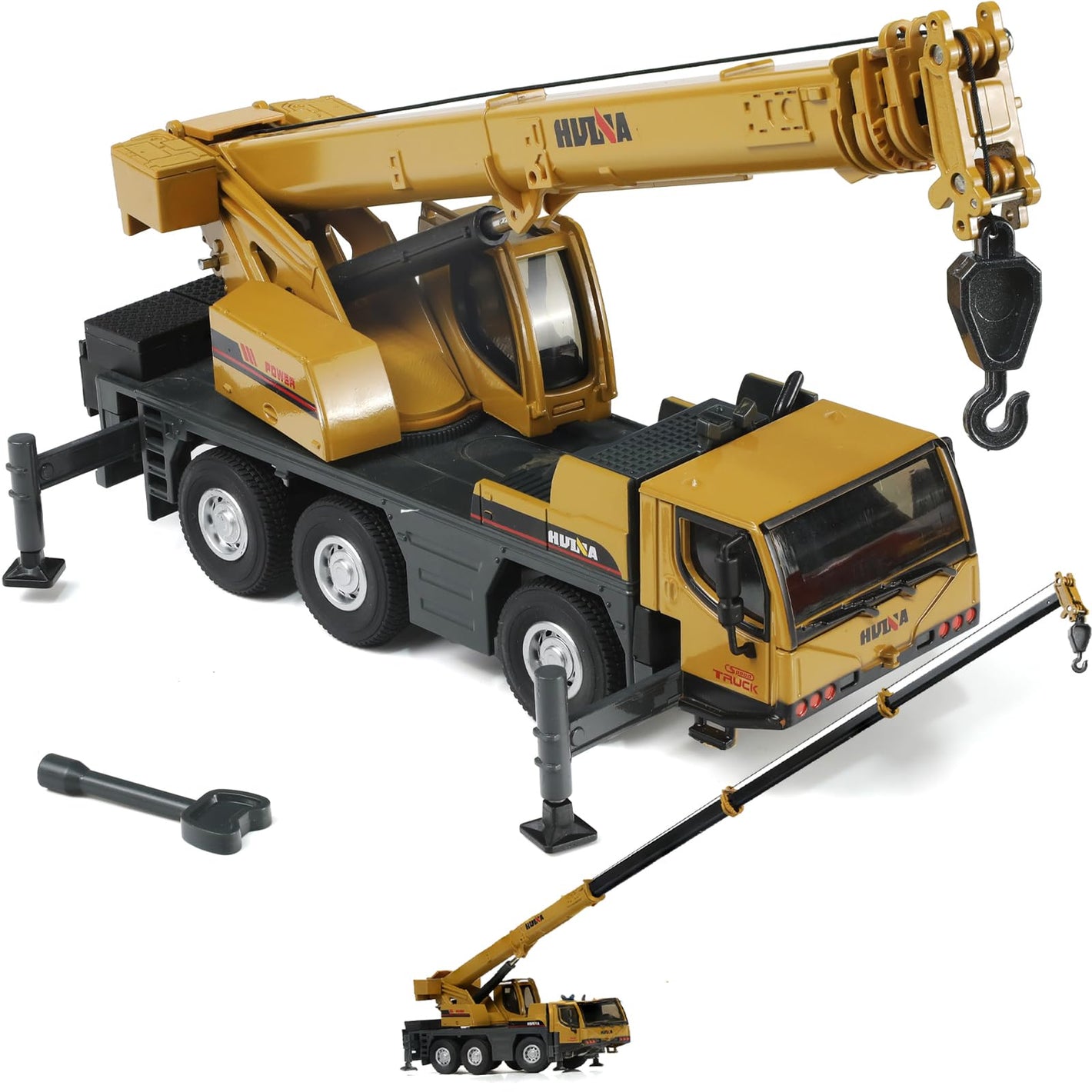 Toy Crane Truck, 1/50 Metal Extendable Heavy Crane Truck Autocrane Construction Die-cast Model Decoration Toys Birthday Gift for Kids Boys Men