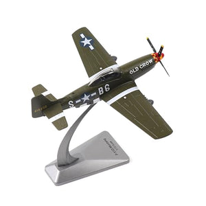 NUOTIE 1/72 Scale USA P-51 Mustang Oldcrow Livery Fighter World War II Pre-Build Vintage Warplane Diecast Aircraft Military Display Model Aircraft for Display Collection or Gift