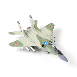 NUOTIE 1/100 Mikoyan MiG-29 Fulcrum diecast model in green, top view