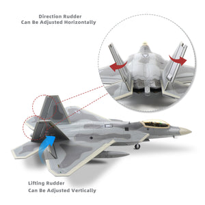 NUOTIE F-22 Raptor diecast metal model aircraft, rear view showing adjustable rudders