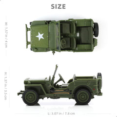 1/43 Die-cast Military Willys MB Jeep Off-Road Vehicle Scale Model