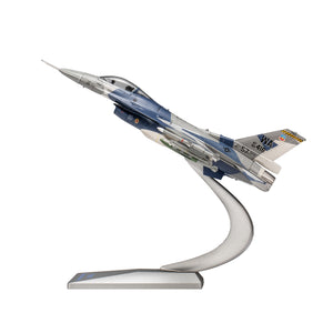 NUOTIE F-16C Fighting Falcon model in splinter camo, angled upward on a display stand