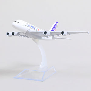 QIYUMOKE Airbus A380 Air France model front view on clear stand
