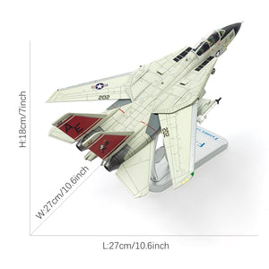 F-14A Tomcat 1/72 Metal Airplane Model Kits with Stand VFA-31 Tomcatters DieCast Alloy Fighter Model Jet Replica Pre-Build Military Aircraft Collection for Display or Gift