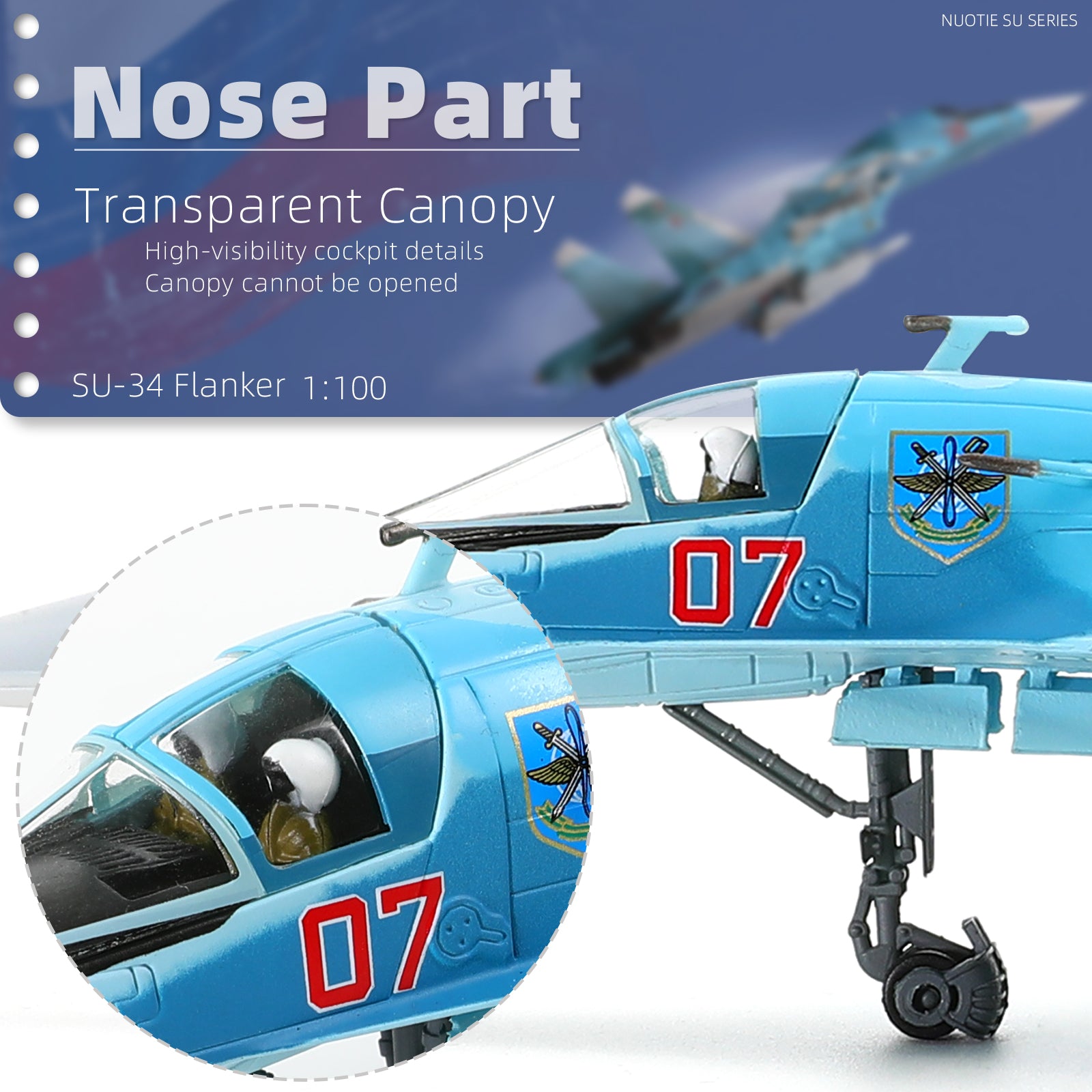 Sukhoi SU-34 Flanker 1/100 Diecast Metal Aircraft Model Kit