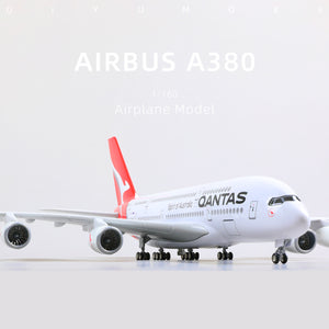 QIYUMOKE Airbus A380 Qantas airplane model front view showcasing details