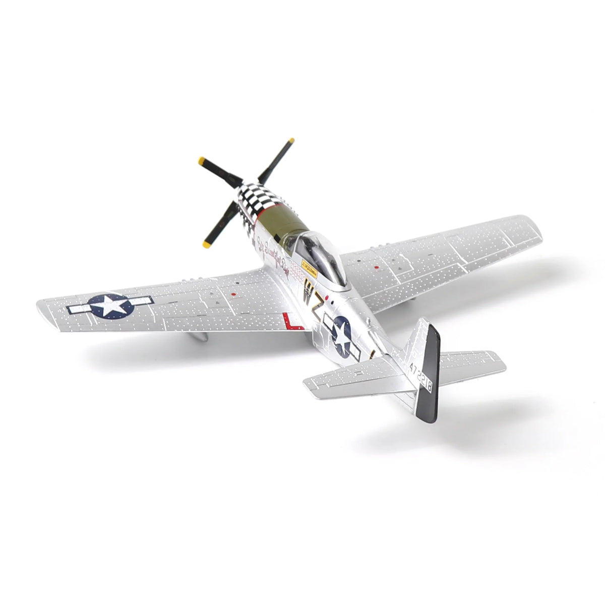 AF1 P-51D Mustang diecast model aircraft angled view showcasing propeller