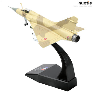NUOTIE Mirage 2000 diecast model in desert camouflage with stand, angled view