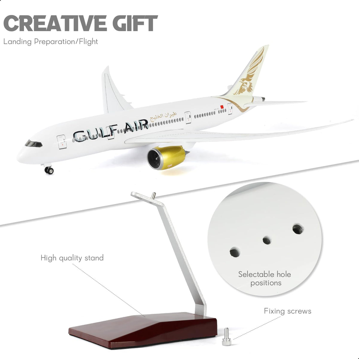 1/130 Large Scale Gulf Boeing 787 Airplane Model with Stand-QIYUMOKE