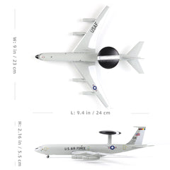 1:200 Diecast Metal E-3 Sentry AWACS Model - US Military Surveillance Jet with Stand