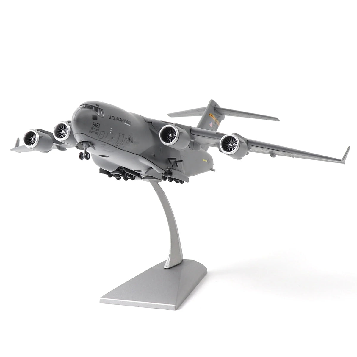 NUOTIE Model C-17 Globemaster III diecast metal model aircraft in gray, front view