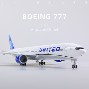 QIYUMOKE Boeing 777-300ER United Airlines diecast airplane model side view