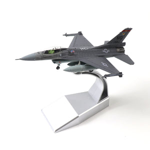 NUOTIE F-16C Fighting Falcon diecast model in gray on display stand, angled view