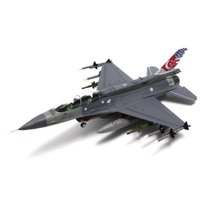 NUOTIE F-16D Fighting Falcon diecast model, Singapore Air Force, angled view with missiles