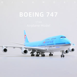 QIYUMOKE 1/160 Boeing 747 Korean Air Diecast Airplane Model | Finished Jumbo Jet Static Display with Stand aircraft - Product Image