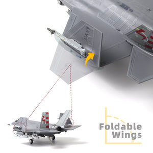 NUOTIE F-35C Lightning II diecast model in navy, detail of foldable wings