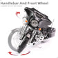 Maisto 2015 Street Glide Special motorcycle toy with linkable handlebars and front wheel, front view