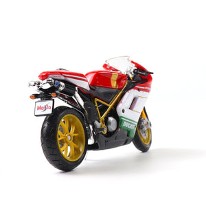 Maisto Ducati 1098S motorcycle model in red and green, rear view showing details