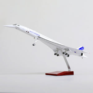 QIYUMOKE Concorde Air France diecast airplane model side view on display stand