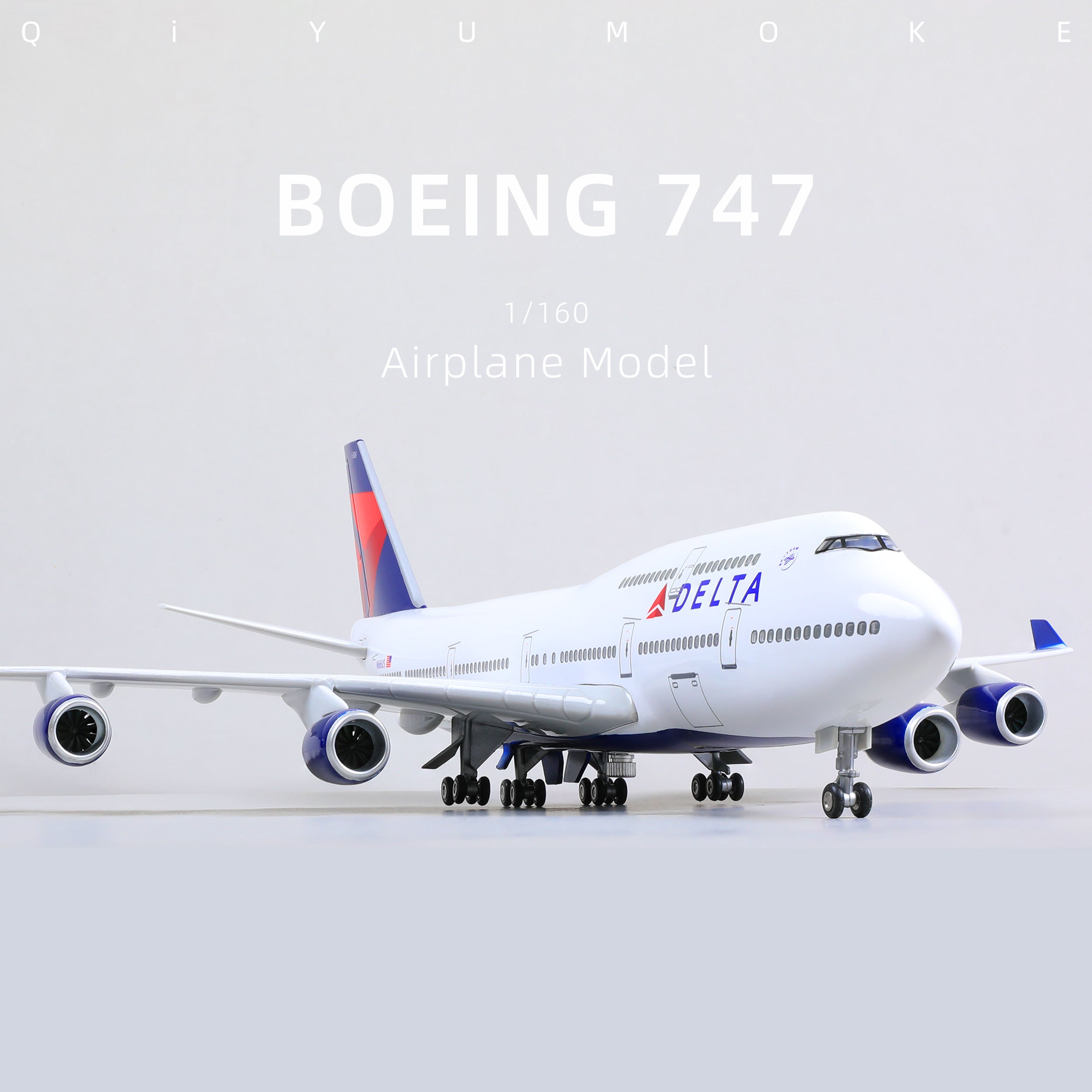 1/160 Boeing 747 Delta Airlines Diecast Airplane Model | Finished Jumbo Jet Static Display with Stand