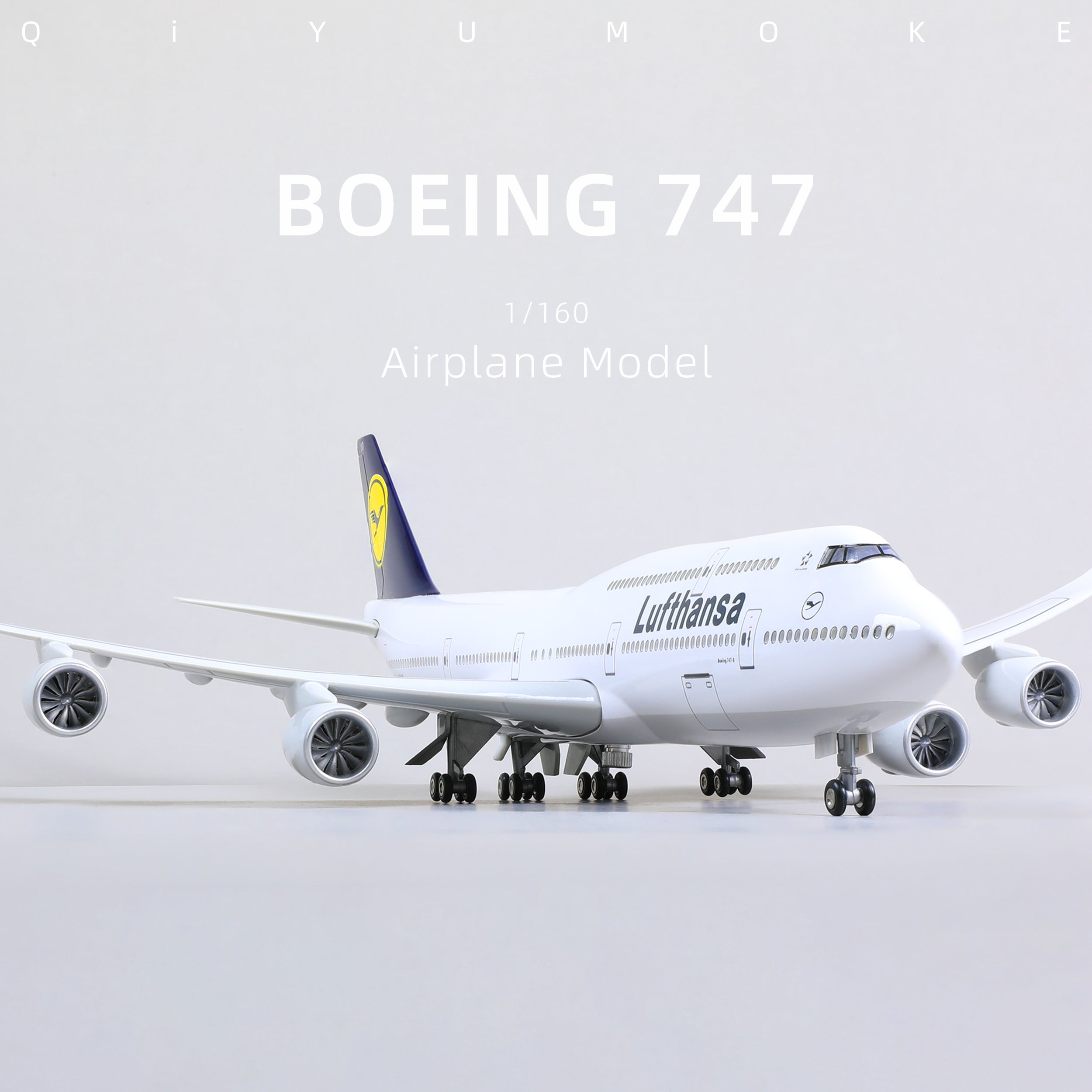 1/160 Boeing 747 Lufthansa Diecast Airplane Model | Finished Jumbo Jet Static Display with Stand