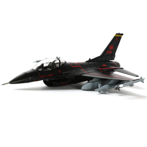 NUOTIE Model F-16C Fighting Falcon black diecast metal aircraft model side view on the ground