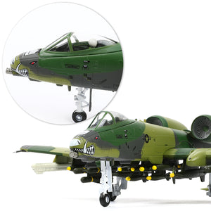 NUOTIE Model A-10 Thunderbolt II diecast metal aircraft with stand, close-up of cockpit and nose detail
