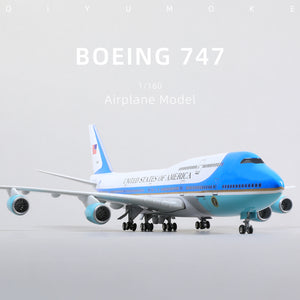 QIYUMOKE 1/160 Boeing 747 VC-25A Air Force One Diecast Model | Finished Presidential Jumbo Jet Display with Stand aircraft - Product Image