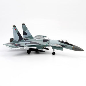 NUOTIE Sukhoi SU-35 diecast model in gray camouflage, side profile view