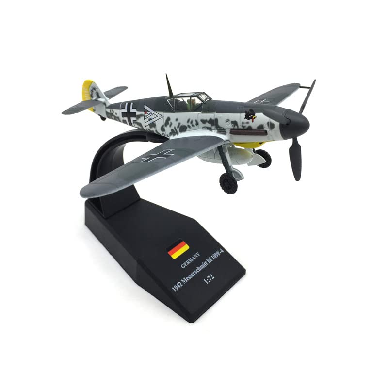 1/72 Scale Messerschmitt Bf-109 Diecast Metal Model - WWII German Fighter Jet with Stand