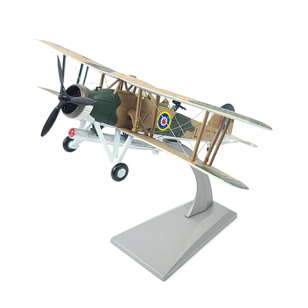 NUOTIE Model Fairey Swordfish navy aircraft with stand, side profile view