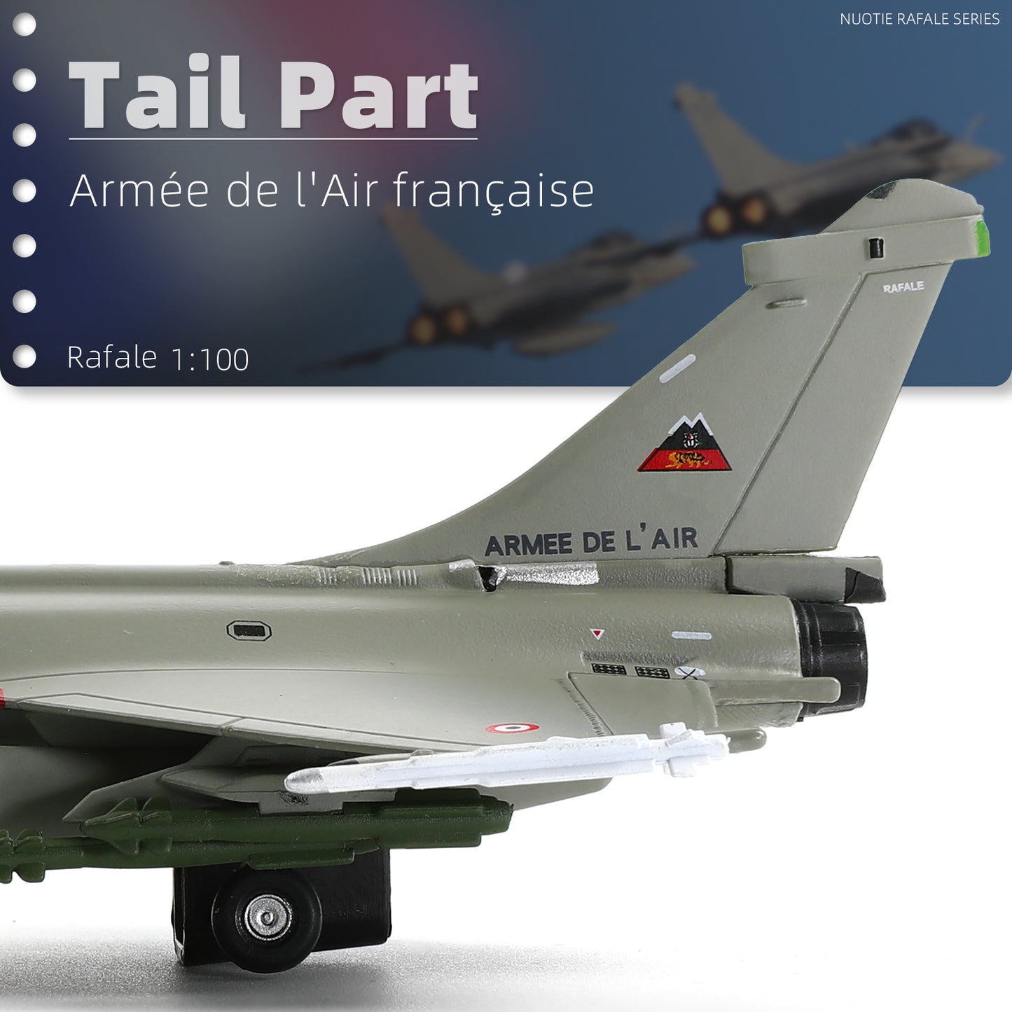 1/100 Dassault Rafale B NATO Tiger Diecast Metal Fighter Jet Model Kits Pre-Build Replica Military for Display Collection or Gift