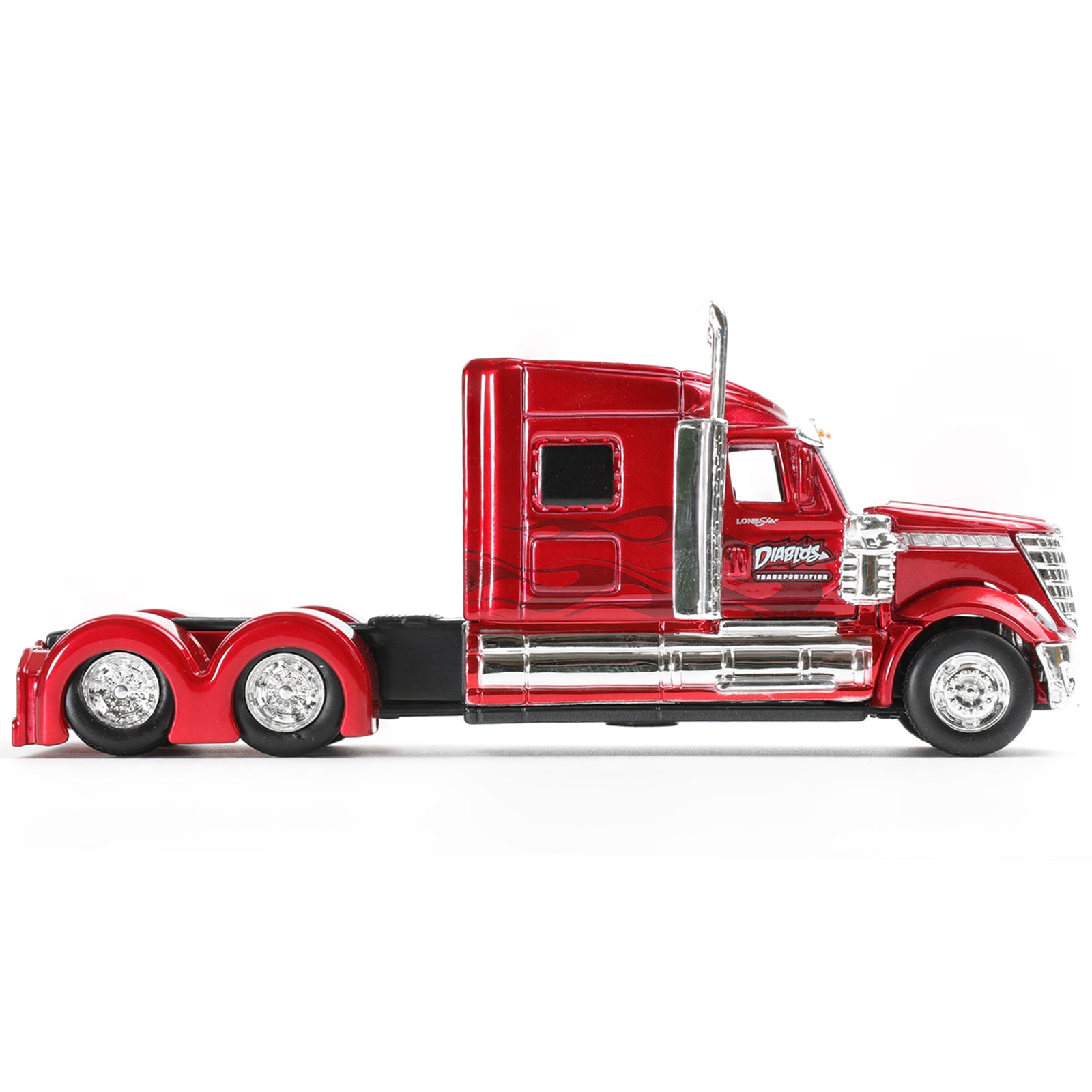 1:64 Die-cast International Lonestar Container Semi Truck Scale Model, Red, MAISTO