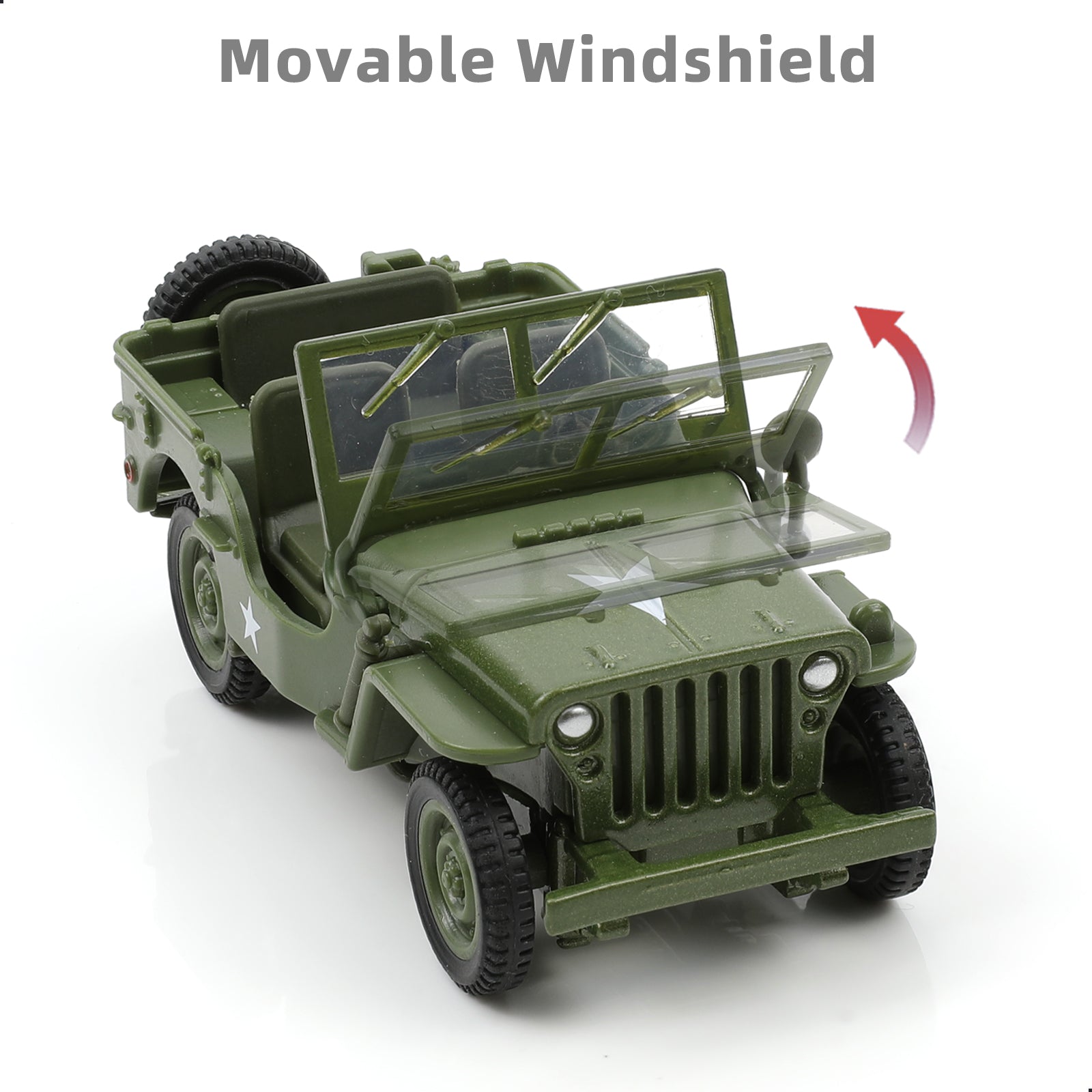 1/43 Die-cast Military Willys MB Jeep Off-Road Vehicle Scale Model
