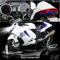 Detailed view of the Suzuki Hayabusa motorcycle model showing dashboard lights and tail light features.