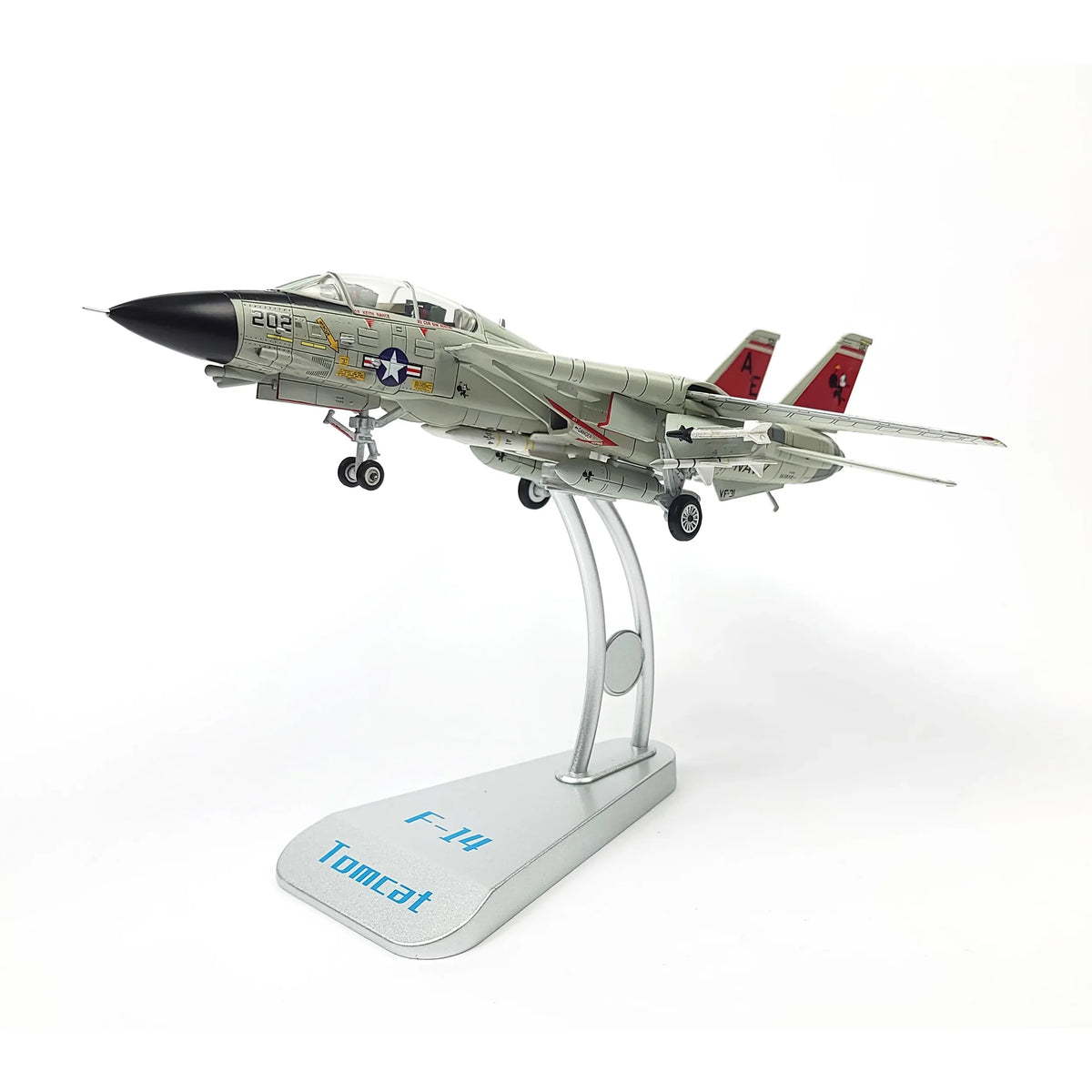 NUOTIE Model F-14A Tomcatters fighter model in navy color, side profile view