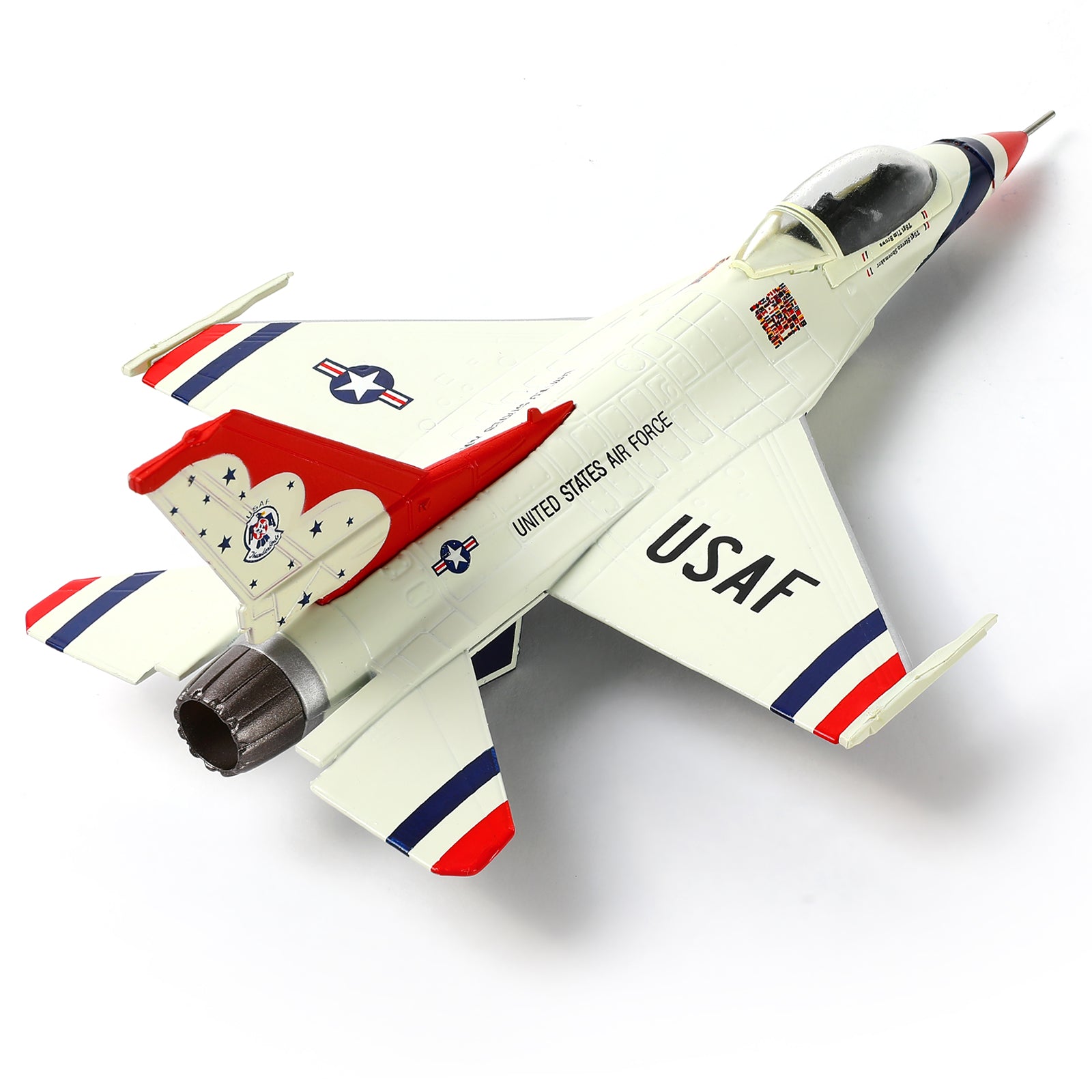1/100 Scale F-16C Thunderbird Diecast Metal Model - USAF Air Demonstration Jet with Stand
