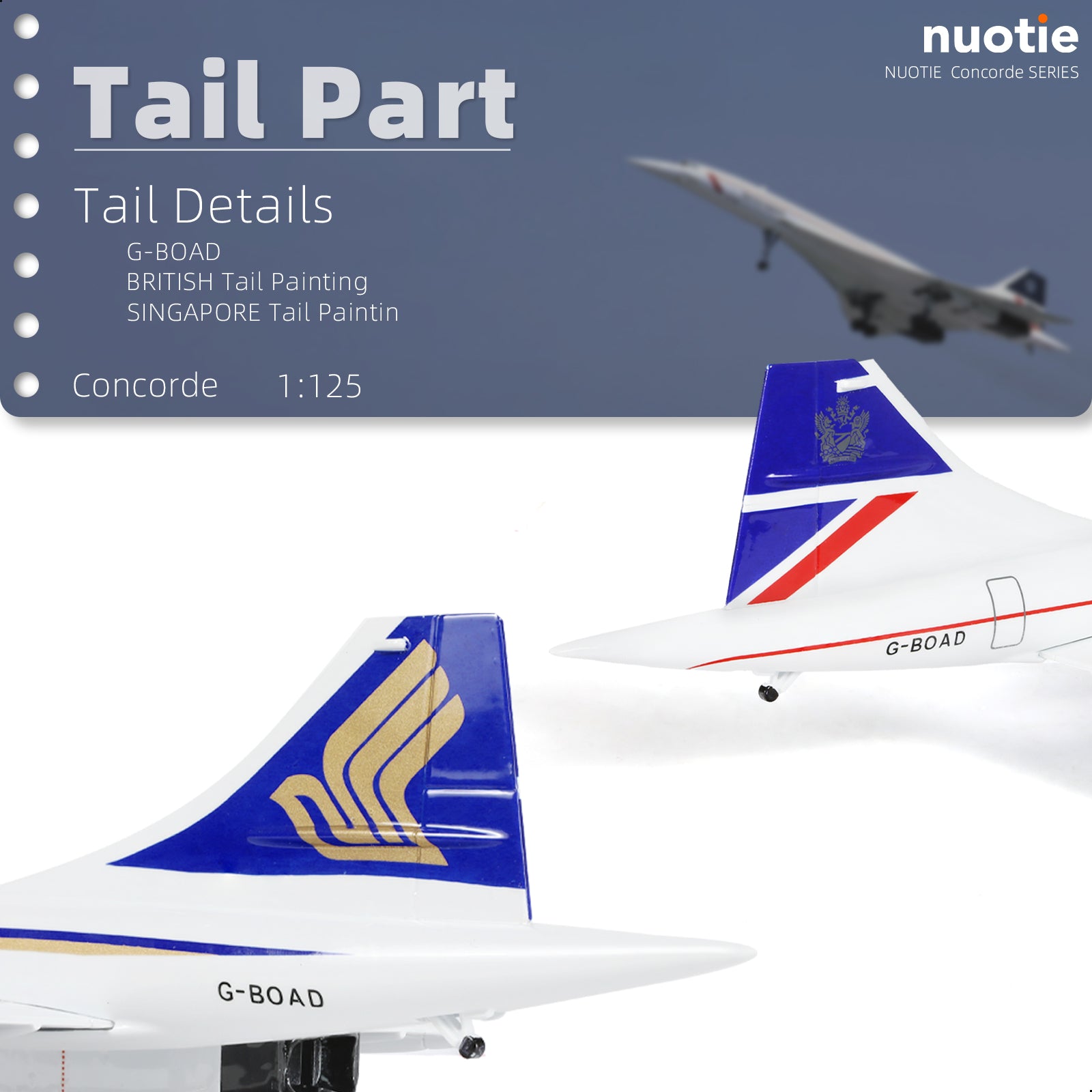 1/125 Singapore Airlines Concorde Supersonic Aircraft Model, Resin Collector's Display by QIYUMOKE