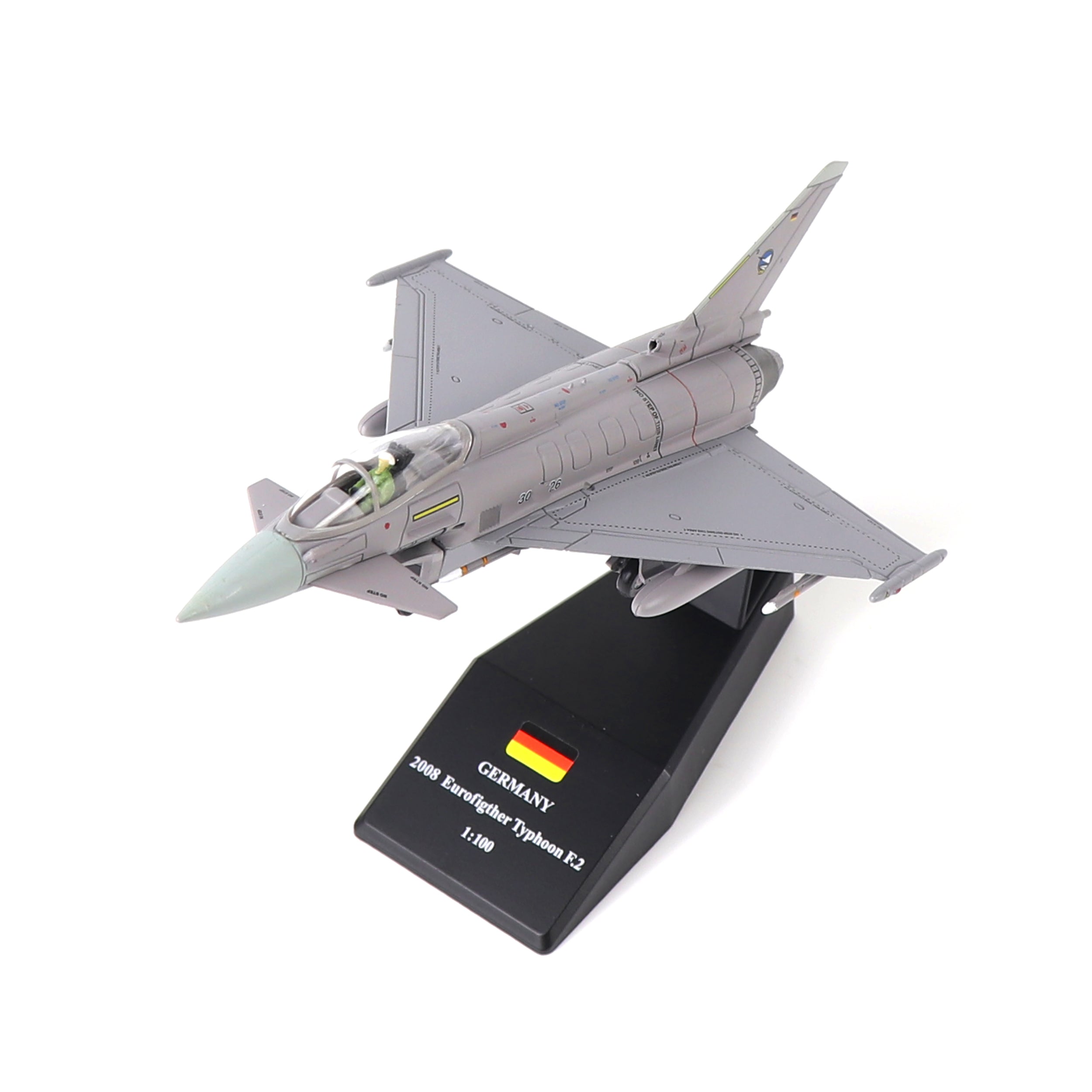 1/100 Eurofighter Typhoon EF-2000 Diecast Metal Model - German Air Force Fighter Jet with Stand by NUOTIE