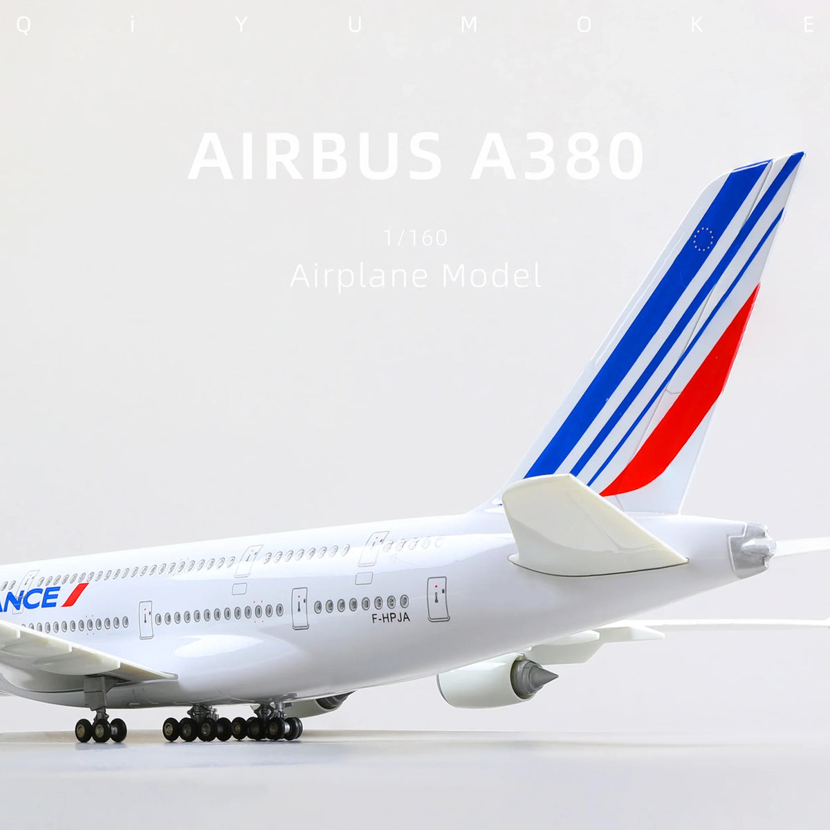 QIYUMOKE Airbus A380 airplane model in Air France livery, side view