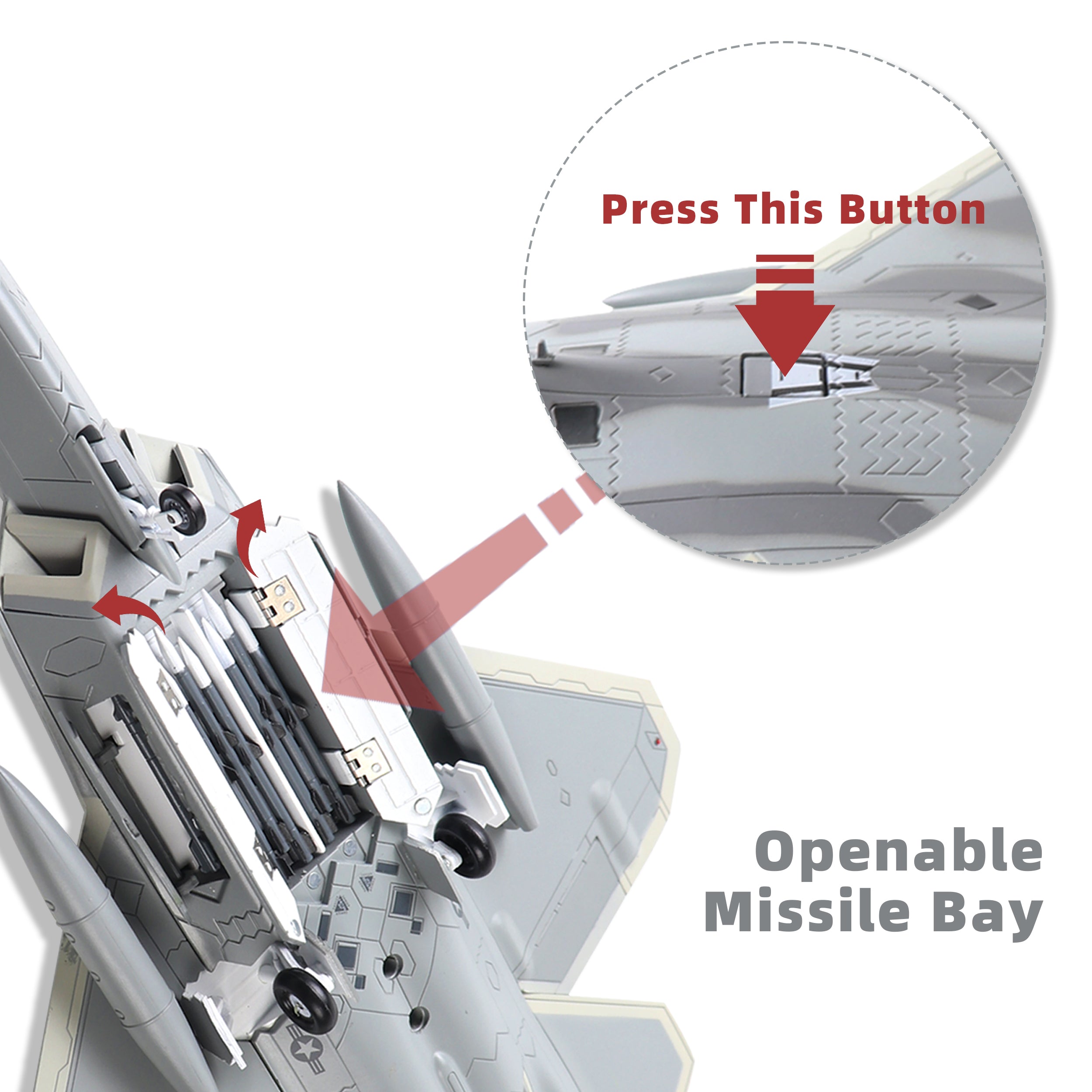 1/72 F-22 Raptor Diecast Metal Model - USAF FF 27th FS Stealth Fighter Jet with Stand by NUOTIE