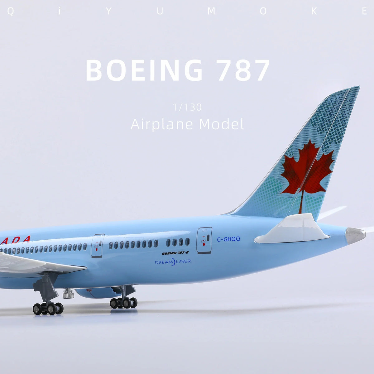 QIYUMOKE Boeing 787-8 Air Canada airplane model with Canadian flag tail, side view