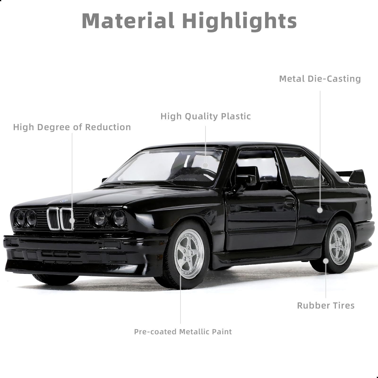 1:36 BMW M3 Diecast Metal Model Car - Pull Back Toy Vehicle, Classic Sports Car Replica for Collectors