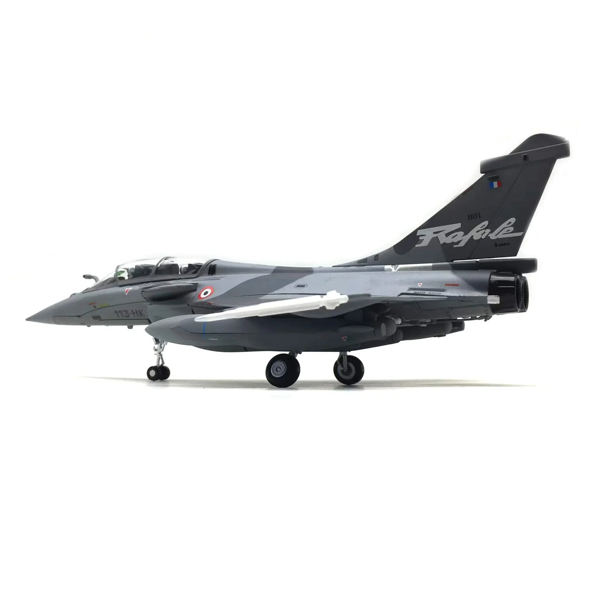 NUOTIE Model Dassault Rafale B diecast metal model aircraft in gray with detailed cockpit, side profile