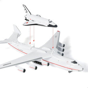 Antonov AN-225 Mriya 1:200 Scale Model Aircraft Kit Carry Buran Space Shuttle Metal Die-cast Transport Aircraft Model with Display Stand Adult Airplane Model Kits Gift
