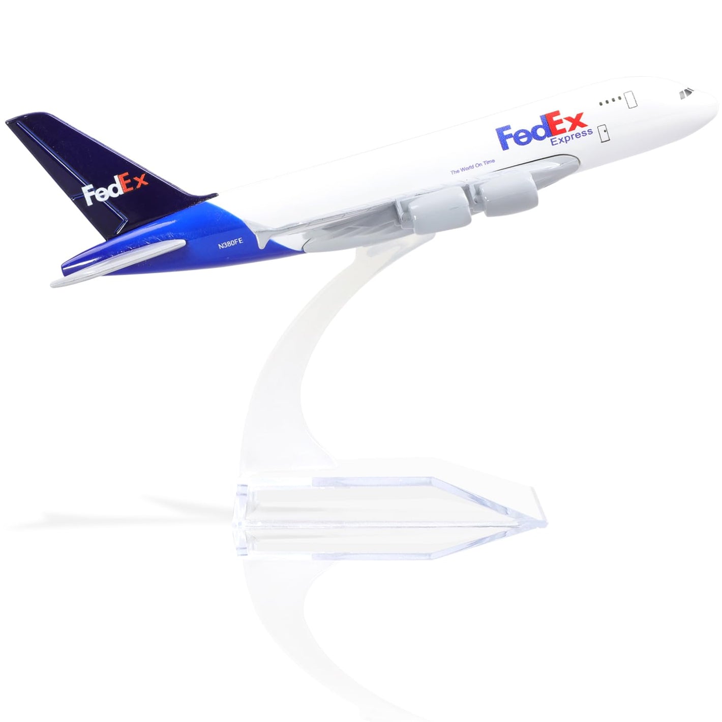 1/400 A380 Model Plane for FedEx Diecast Metal Airplane Model kit for Airbus A380 (5.5-inch L) with Display Plane Stand for Adults Airplane Toy Aviation Gift or Desktop Collection